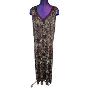 Adonna Brown & Cream Floral‎ Sleeveless Stretch Nightgown Size 1X Women's R28